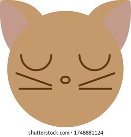 Vector illustration of cat face with closed eyes.