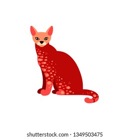 Vector illustration of cat in a flat style isolated on background