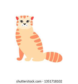 Vector illustration of cat in a flat style isolated on background