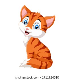 Ilustración vectorial del gato, vector divertido del gatito rojo