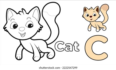 Vector illustration of cat. Good for children coloring book