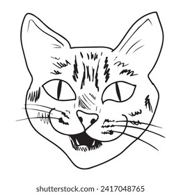 Vector illustration cat graphic design,art tattoo sketch,hand drawing,use in printing