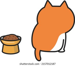 Vector illustration of cat has no appetite isolated on white background.