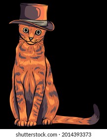 vector illustration of Cat in a hat