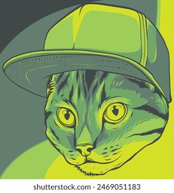 vector illustration of Cat Hat Mascot Logo Design