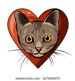 Vector illustration of cat head cartoon style