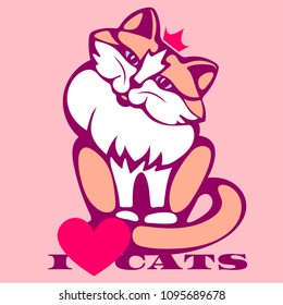 Vector illustration of cat head color version. Tattoo style