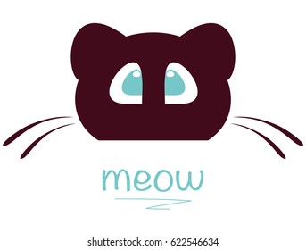 Vector illustration of cat head isolated on white. Template for pet shop, veterinary, tattoo. The panther head with blue eyes.
