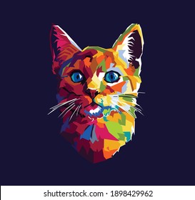 vector illustration of a cat head in the style of pop art