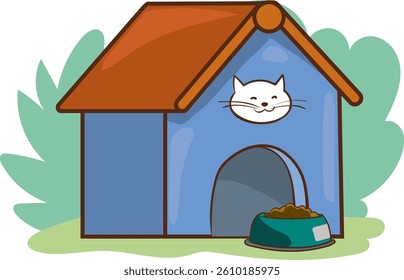 vector illustration of cat house for stray animals