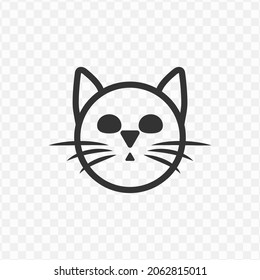 Vector illustration of cat icon in dark color and transparent background(png).