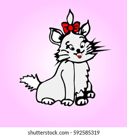 Vector illustration of cat. Isolated cartoon animal. For children, baby creation