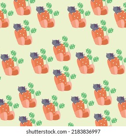 Imagen vectorial de un gato saltando sobre una silla. vector de patrón de gato