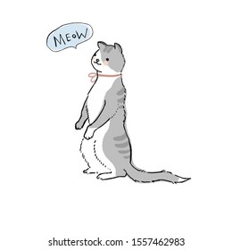 Vector illustration of a cat, сute kawaii image for your design.
