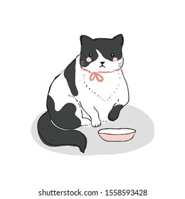 Vector illustration of a cat, сute kawaii image for your design.