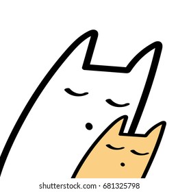 Vector illustration of a cat and a kitten.