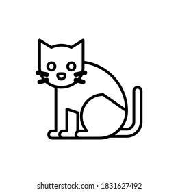 Vector illustration of a cat with line drawing. Halloweeen celebration icon.