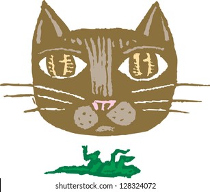 Vector illustration of a cat and a lizard