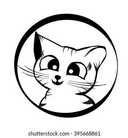 Vector illustration of cat logo on a white background.