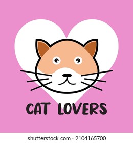 
Ilustración vectorial de un gato con marco de amor. Logotipo vectorial del amante de los gatos