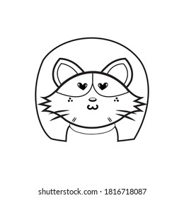 Vector illustration of a cat in love icon. template in black and white color