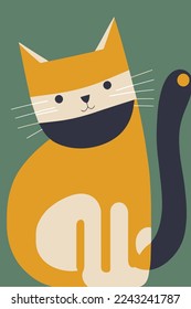 Vektorgrafik Katze im Matisse-Stil, abstrakte Malerei für Poster zur Wanddekoration
