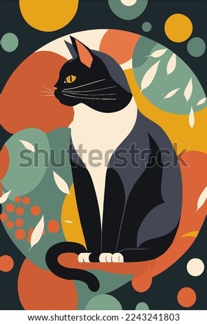 vector illustration Cat in Matisse style abstract painting for wall art decoration poster