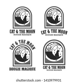 vector illustration of a cat and moon, with its magic nuances