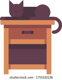 
Vector illustration cat on the bedside table