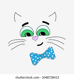 Vector illustration with a cat on a white background. The template for the cover fabric, books. Design for kids t-shirt.