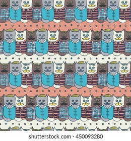 vector illustration, cat pattern, cat drawing with a mustache