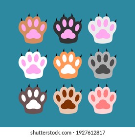 Vector illustration of cat paws set