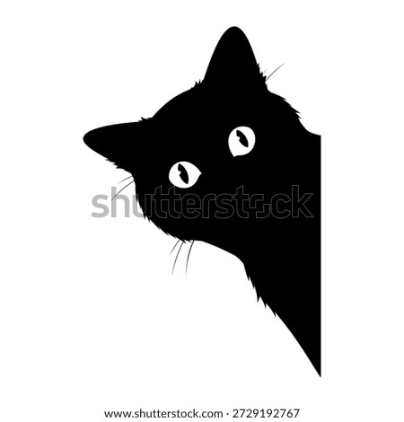 A vector illustration of a cat peeking around the corner of a wall. The cat s face expresses curiosity, with large eyes and pointed ears.
