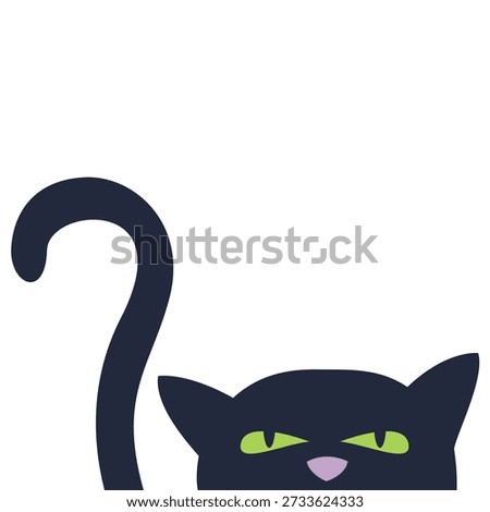 Vector illustration of a cat peeking out from below