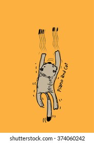 Vector illustration of a cat and piano