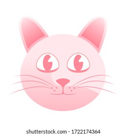 Vector Illustration cat pink flat design style