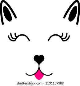 Vector Illustration of a cat with a pink tongue. Cute cat vector design.Children illustration for School books and more. Animal print.