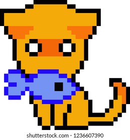 vector illustration of  cat in pixel style