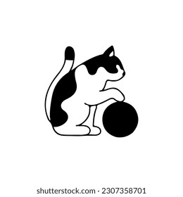 vector illustration of a cat playing ball