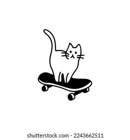 vector illustration of a cat playing a skateboard