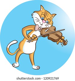 vector illustration of a cat playing violin