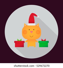 Vector illustration of  cat with presents.