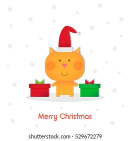 Vector illustration of  cat with presents.