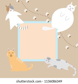 Vector illustration of cat relax and foot print