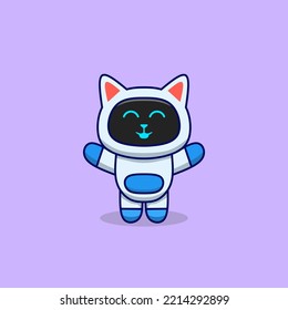 Vector illustration of a cat robot cartoon 