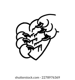 vector illustration of cat scratching with heart