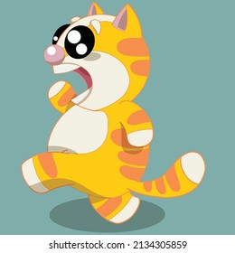 a vector illustration of a cat screaming and running