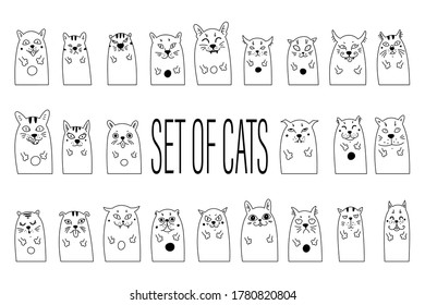 Vector illustration of cat set for greeting card design, t-shirt print, inspiration poster.