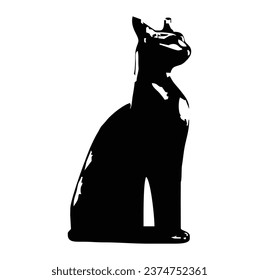 Silución de gatito de ilustración aislada en fondo blanco