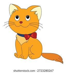 Ilustración vectorial gato sienta su mirada enojada